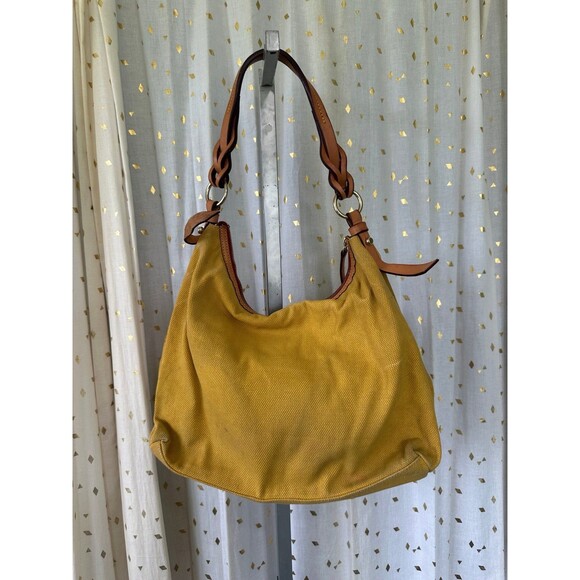 Dooney & Bourke J0130121 Wayfarer Yellow Leather Accent Zip Tote Shoulder Bag - Picture 3 of 10